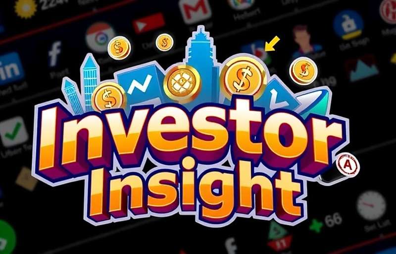 Investor Insight game logo featuring Indian stock market elements and financial symbols
